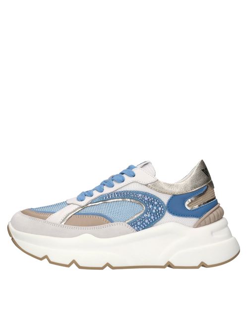 Sneakers in pelle,tessuto e strass EMANUELLE VEE | 451P-303-13-P011CBBIANCO-BLU-BEIGE-ORO